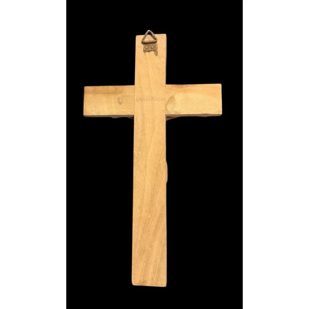 Crucifix Hand-Carved Olive Wood Bethlehem 8” INRI